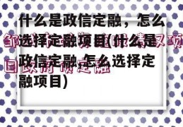 什么是政信定融，怎么选择定融项目(什么是政信定融,怎么选择定融项目)