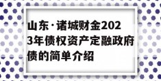 山东·诸城财金2023年债权资产定融政府债的简单介绍