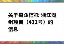 关于央企信托-浙江湖州项目（431号）的信息