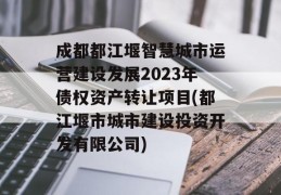 成都都江堰智慧城市运营建设发展2023年债权资产转让项目(都江堰市城市建设投资开发有限公司)