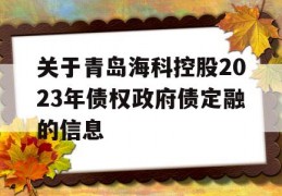 关于青岛海科控股2023年债权政府债定融的信息