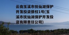 云南玉溪市抚仙湖保护开发投资债权1号(玉溪市抚仙湖保护开发投资有限责任公司)