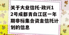 关于大业信托-政兴12号成都青白江区一年期非标集合资金信托计划的信息