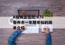 A级央企信托-676泰州市一年期非标的简单介绍