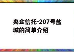 央企信托-207号盐城的简单介绍