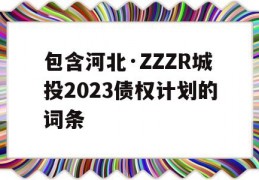 包含河北·ZZZR城投2023债权计划的词条