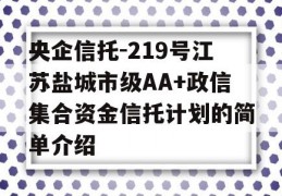 央企信托-219号江苏盐城市级AA+政信集合资金信托计划的简单介绍