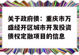 关于政府债：重庆市万盛经开区城市开发投资债权定融项目的信息