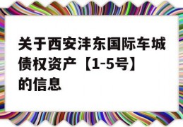 关于西安沣东国际车城债权资产【1-5号】的信息