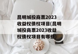 昆明城投商票2023收益权债权项目(昆明城投商票2023收益权债权项目有哪些)