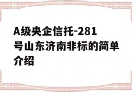 A级央企信托-281号山东济南非标的简单介绍