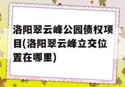 洛阳翠云峰公园债权项目(洛阳翠云峰立交位置在哪里)