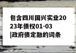 包含四川国兴实业2023年债权01-03|政府债定融的词条