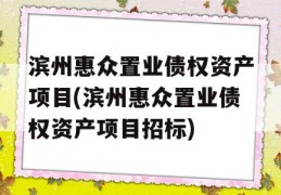 滨州惠众置业债权资产项目(滨州惠众置业债权资产项目招标)