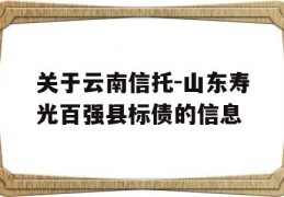 关于云南信托-山东寿光百强县标债的信息