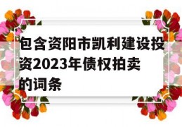 包含资阳市凯利建设投资2023年债权拍卖的词条