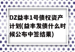 DZ益丰1号债权资产计划(益丰发债什么时候公布中签结果)