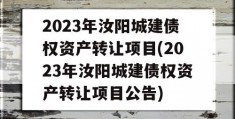 2023年汝阳城建债权资产转让项目(2023年汝阳城建债权资产转让项目公告)