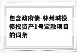 包含政府债-林州城投债权资产1号定融项目的词条