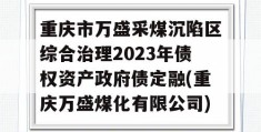 重庆市万盛采煤沉陷区综合治理2023年债权资产政府债定融(重庆万盛煤化有限公司)