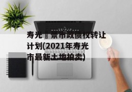 寿光昇景市政债权转让计划(2021年寿光市最新土地拍卖)