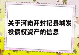 关于河南开封杞县城发投债权资产的信息