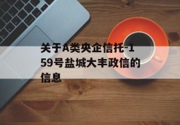 关于A类央企信托-159号盐城大丰政信的信息