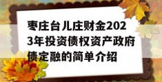 枣庄台儿庄财金2023年投资债权资产政府债定融的简单介绍