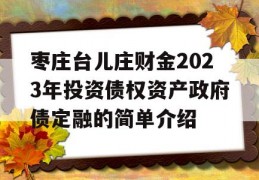 枣庄台儿庄财金2023年投资债权资产政府债定融的简单介绍