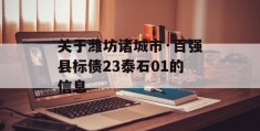 关于潍坊诸城市·百强县标债23泰石01的信息