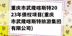 重庆市武隆喀斯特2023年债权项目(重庆市武隆喀斯特旅游集团有限公司)