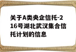 关于A类央企信托-216号湖北武汉集合信托计划的信息