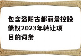 包含洛阳古都丽景控股债权2023年转让项目的词条