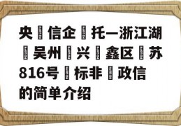 央‮信企‬托—浙江湖‮吴州‬兴‮鑫区‬苏816号‮标非‬政信的简单介绍