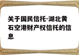 关于国民信托-湖北黄石空港财产权信托的信息