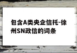 包含A类央企信托-徐州SN政信的词条