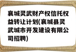 襄城灵武财产权信托权益转让计划(襄城县灵武城市开发建设有限公司招聘)