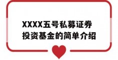 XXXX五号私募证券投资基金的简单介绍