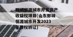 鄄城恒源城市开发资产收益权项目(山东鄄城恒源城市开发2023年债权转让)