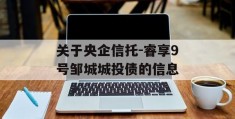 关于央企信托-睿享9号邹城城投债的信息