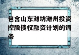 包含山东潍坊潍州投资控股债权融资计划的词条