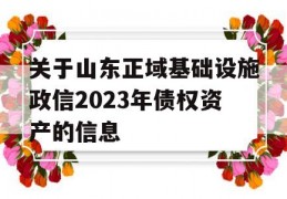 关于山东正域基础设施政信2023年债权资产的信息