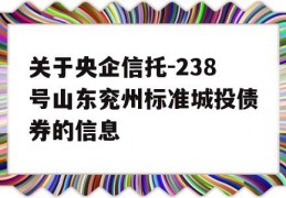 关于央企信托-238号山东兖州标准城投债券的信息