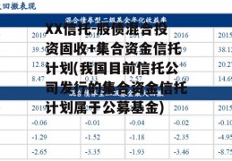 XX信托-股债混合投资固收+集合资金信托计划(我国目前信托公司发行的集合资金信托计划属于公募基金)