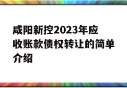 咸阳新控2023年应收账款债权转让的简单介绍