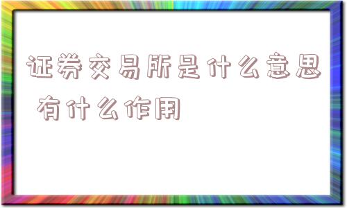 证券交易所是什么意思 有什么作用