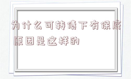 为什么可转债下有保底 原因是这样的