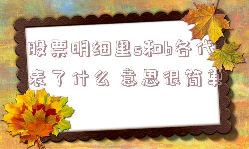 股票明细里s和b各代表了什么 意思很简单