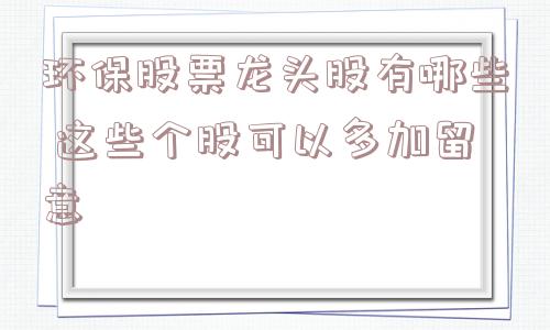 环保股票龙头股有哪些 这些个股可以多加留意