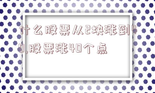 什么股票从2块涨到40,股票涨40个点